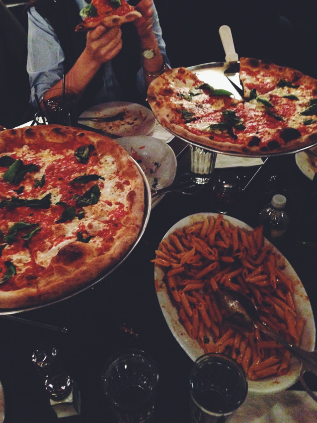 pizza and penne pasta