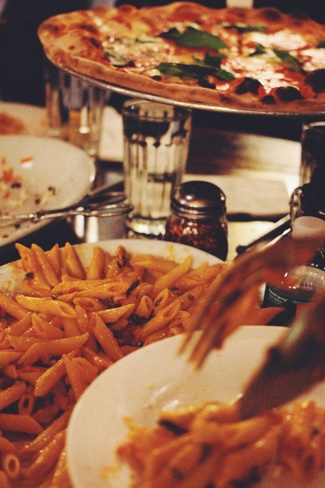 pizza and penne pasta