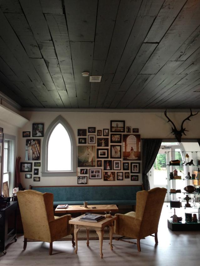 gallery wall in refurbished studio