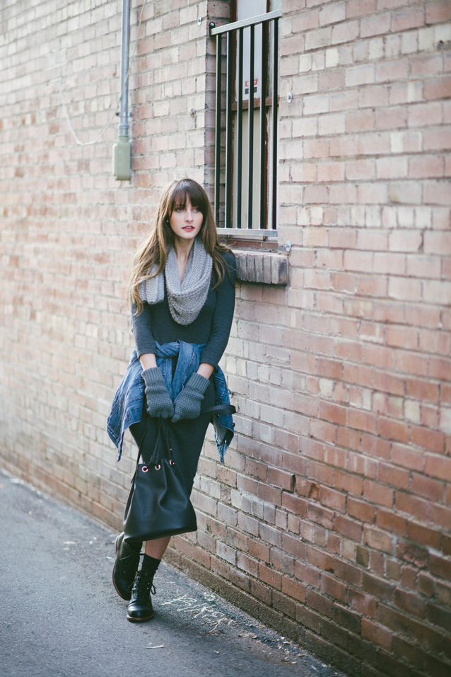 charcoal and a bucket bag