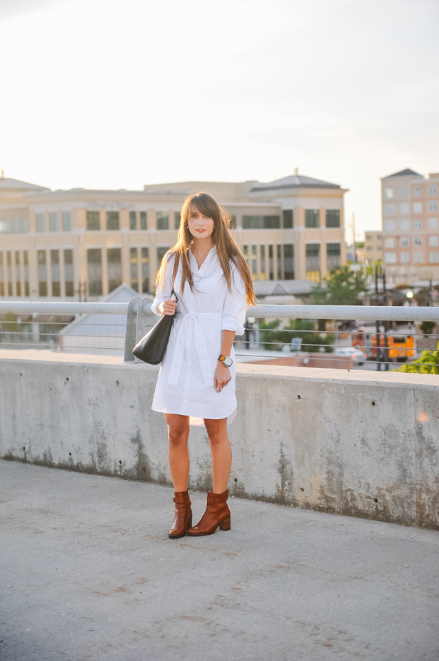 finding beautiful truth, golden hour, white shirtdress