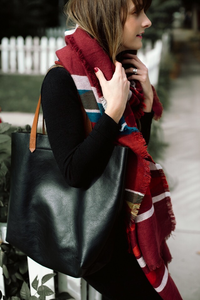 finding beautiful truth, black midi dress, transport tote