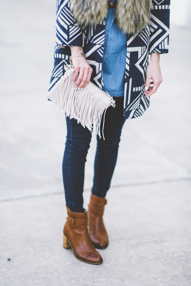 denim tunic, finding beautiful truth, wolverine boots