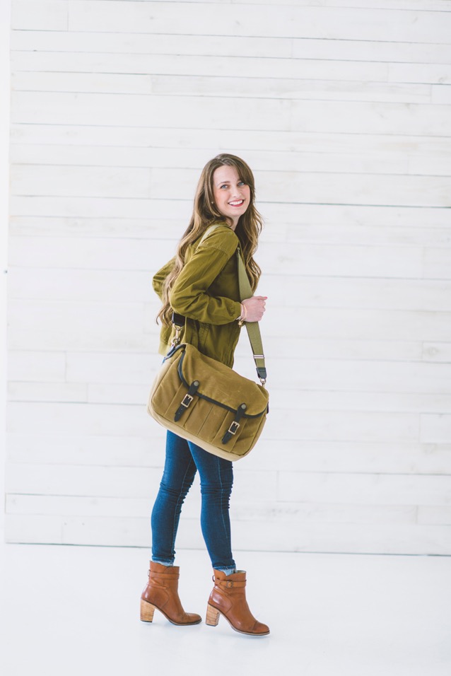 statement jewelry, finding beautiful truth, filson field bag, styling a bomber jacket