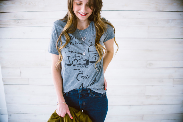 statement jewelry, finding beautiful truth, styling a graphic tee