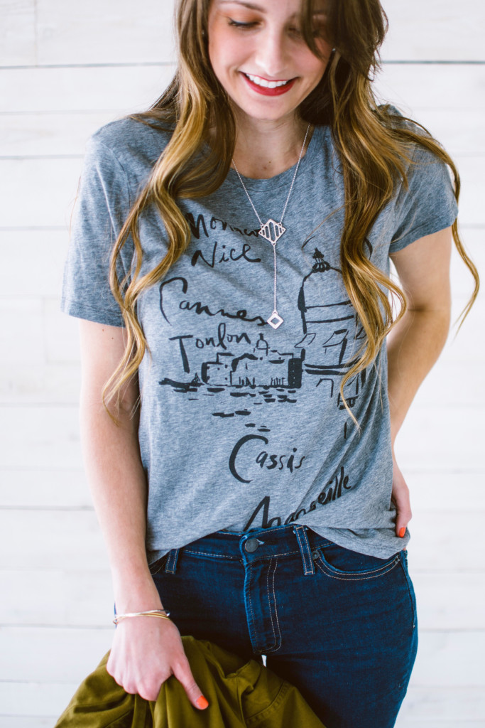 statement jewelry, finding beautiful truth, styling a graphic tee