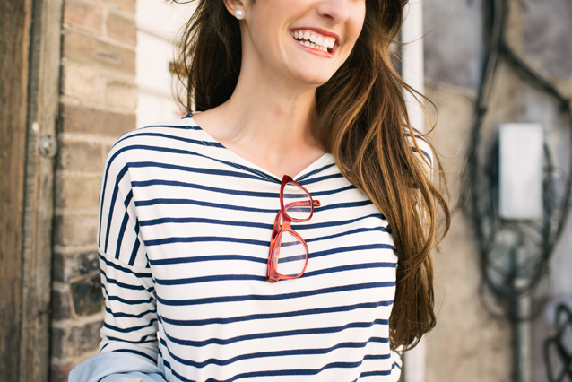 red glasses, breton stripes, finding beautiful truth