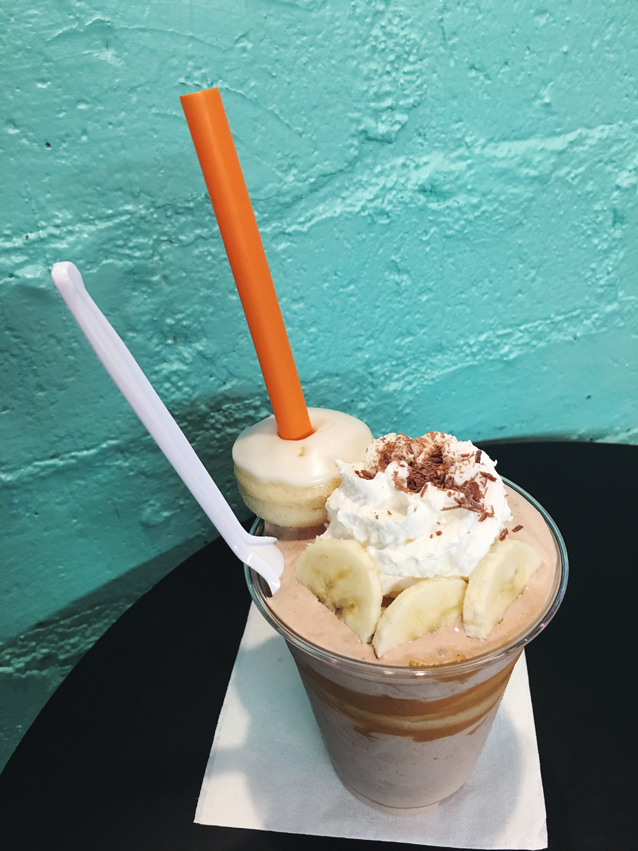 chocolate peanut butter banana shake, finding beautiful truth, palm springs milkshake