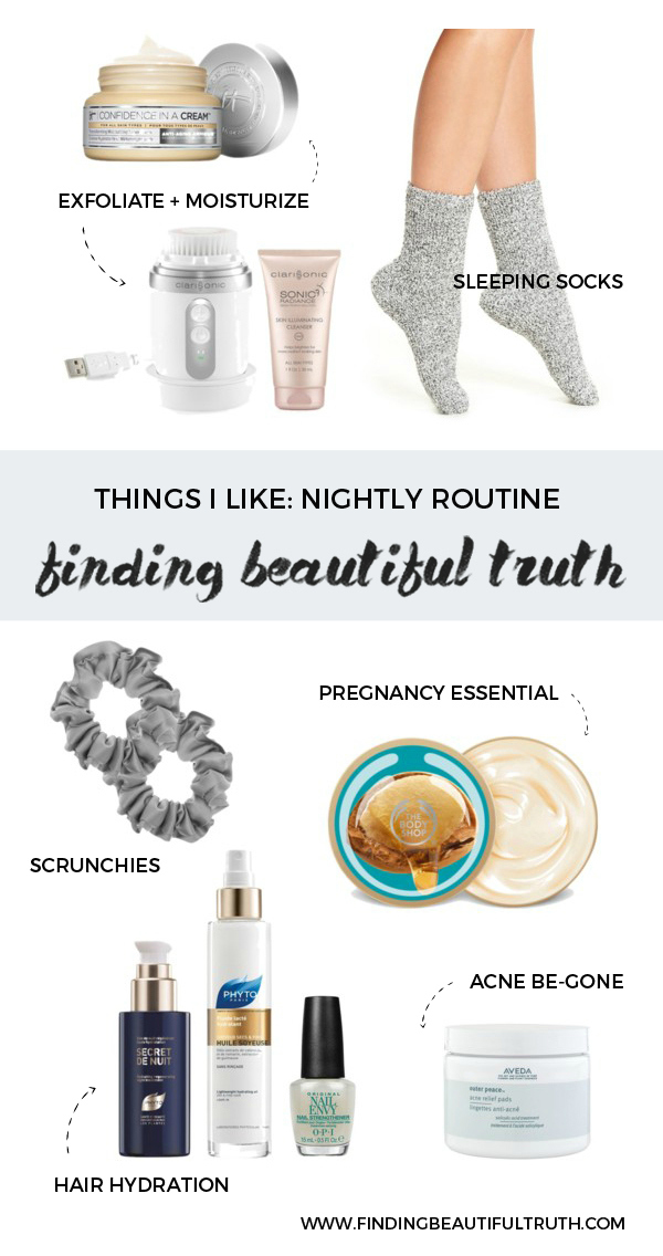 nightly routine + beauty products via Finding Beautiful Truth