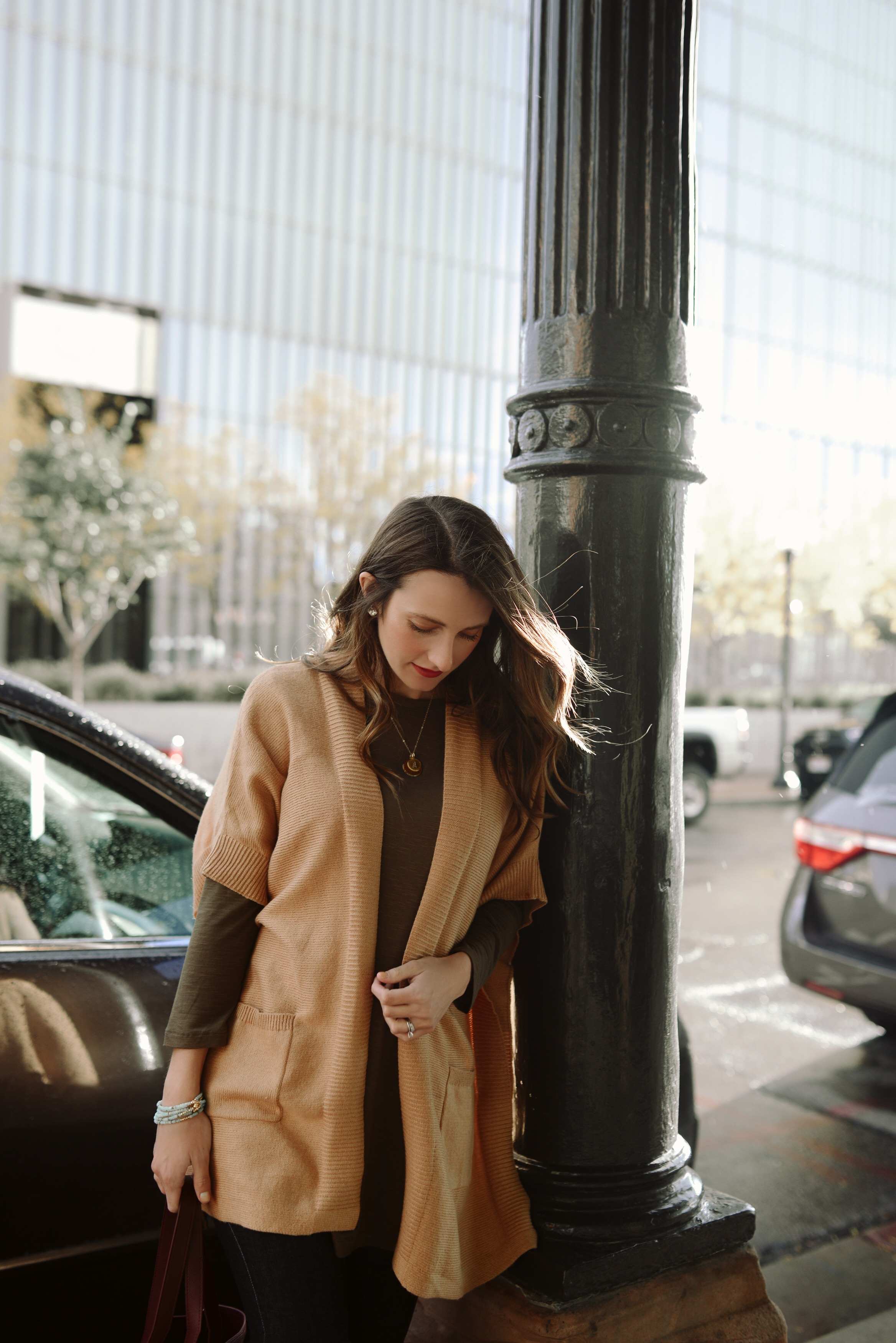 straight leg denim with fall layers via Finding Beautiful Truth