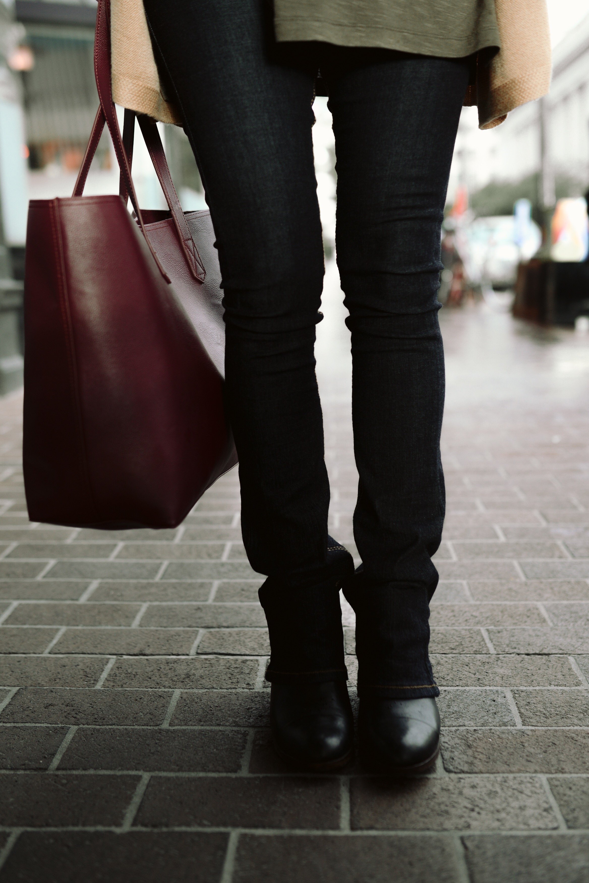 straight leg denim with fall layers via Finding Beautiful Truth