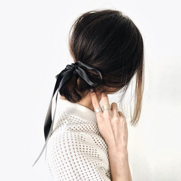 updo ideas: the ribbon bow ponytail via Finding Beautiful Truth