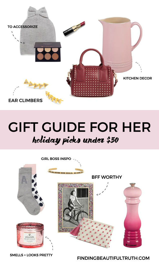 holiday gifts for her under $50 | gift guide via Finding Beautiful Truth