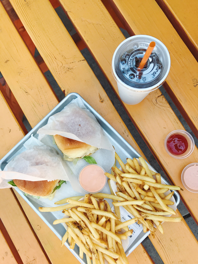 lunch at CHOM burger in downtown provo | veggie burger + fries via Finding Beautiful Truth