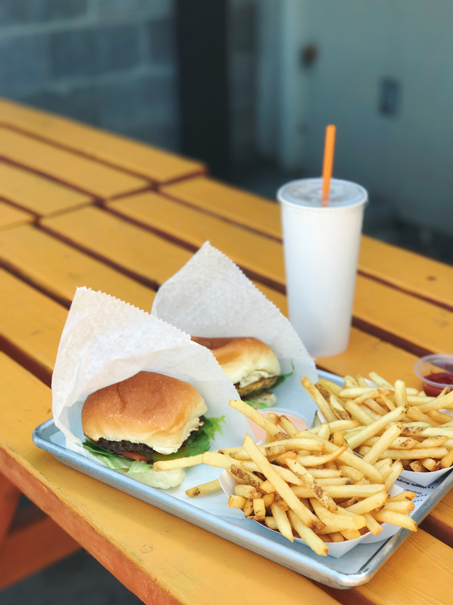 lunch at CHOM burger in downtown provo | veggie burger + fries via Finding Beautiful Truth