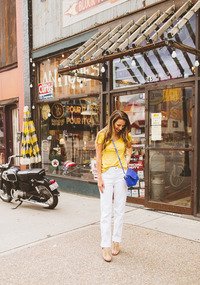 $50 GIVEAWAY + transitioning into fall with vintage white denim | via Finding Beautiful Truth