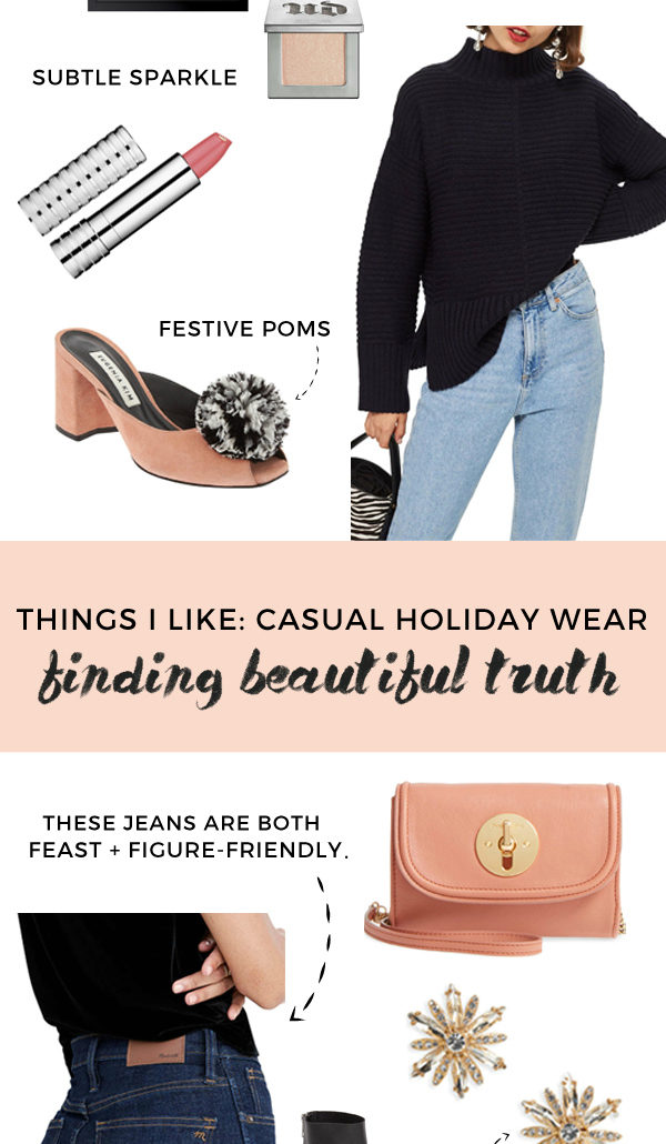 casual holiday wear for thanksgiving + christmas parties | outfit ideas via Finding Beautiful Truth
