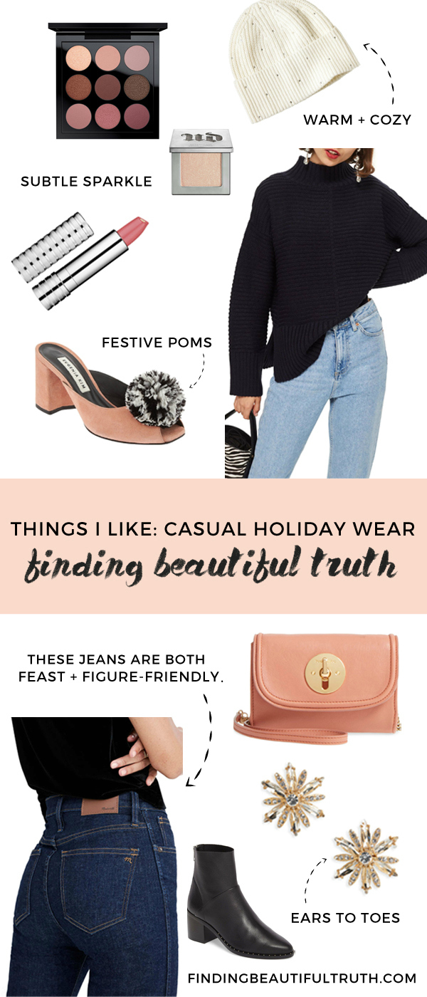 casual holiday wear for thanksgiving + christmas parties | outfit ideas via Finding Beautiful Truth