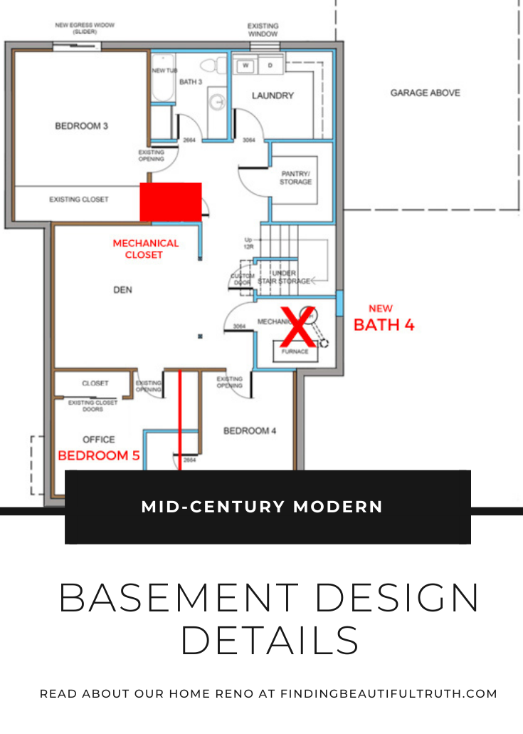 mid-century modern home renovation | basement design
