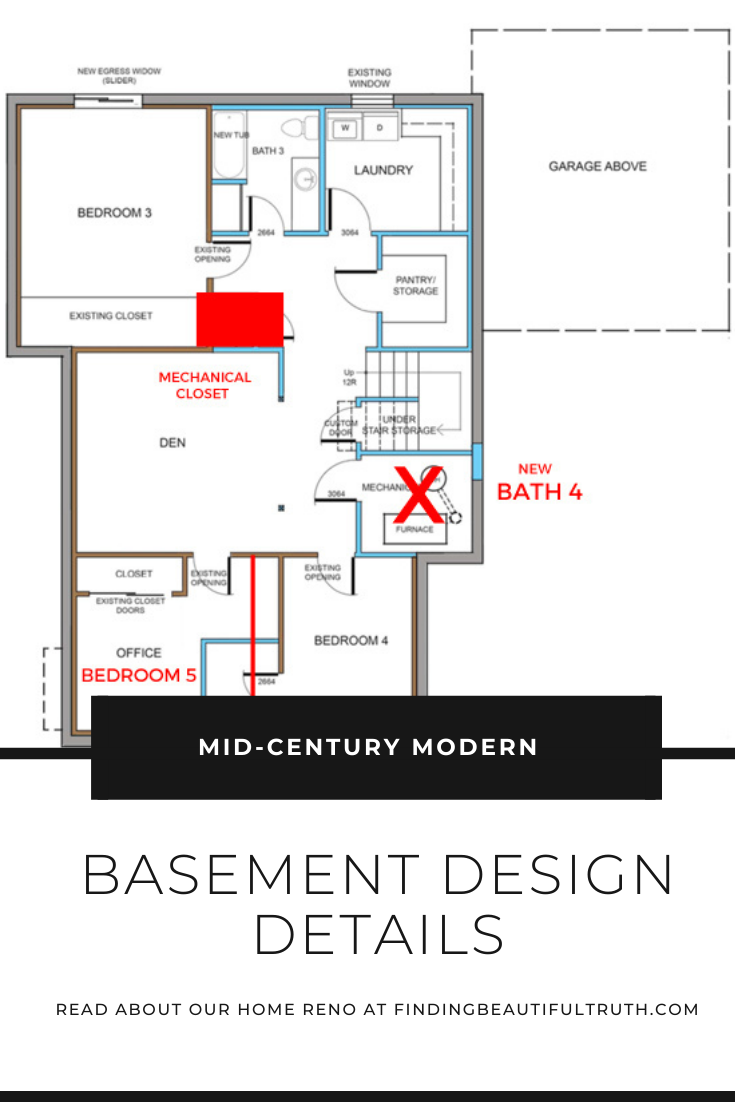 mid-century modern home renovation | basement design