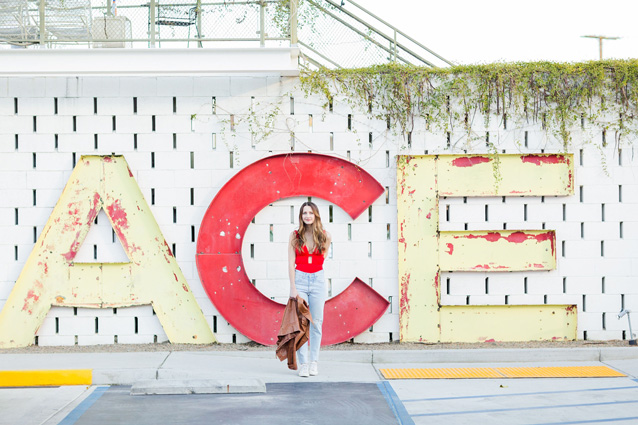 red one piece swimsuit in palm springs | via Finding Beautiful Truth