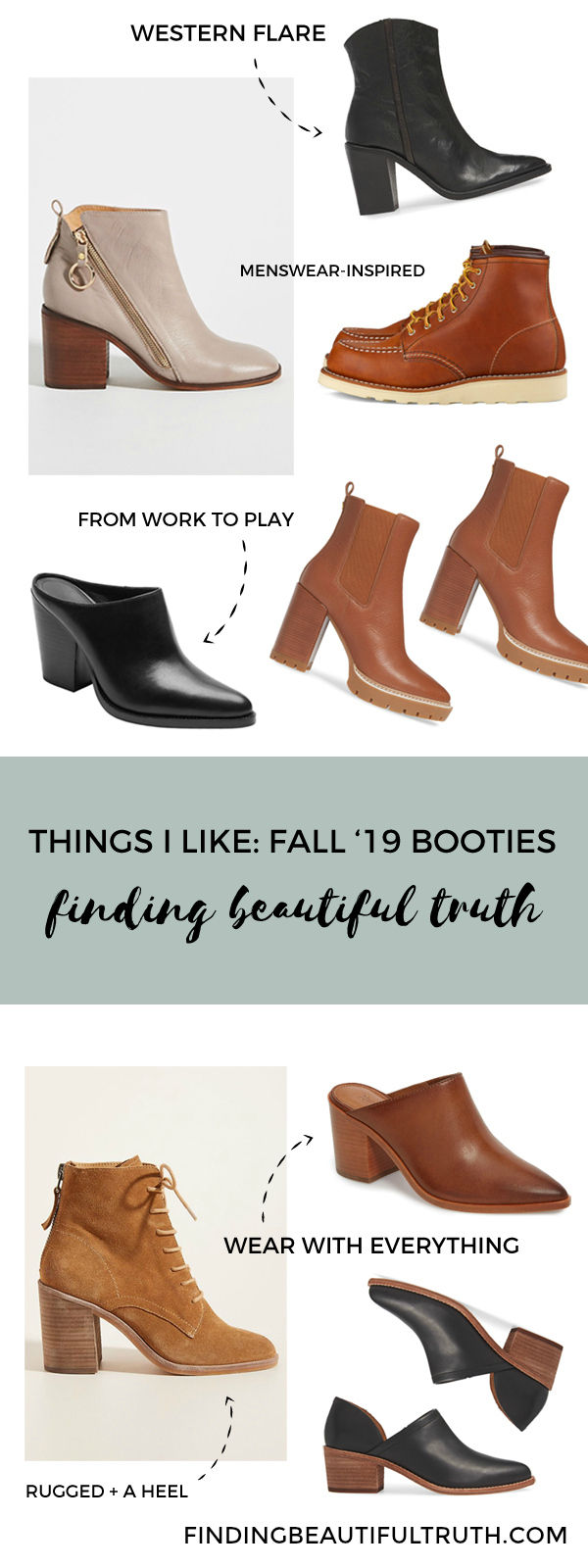 a roundup of Fall '19 booties | boots + shoes I like via Finding Beautiful Truth