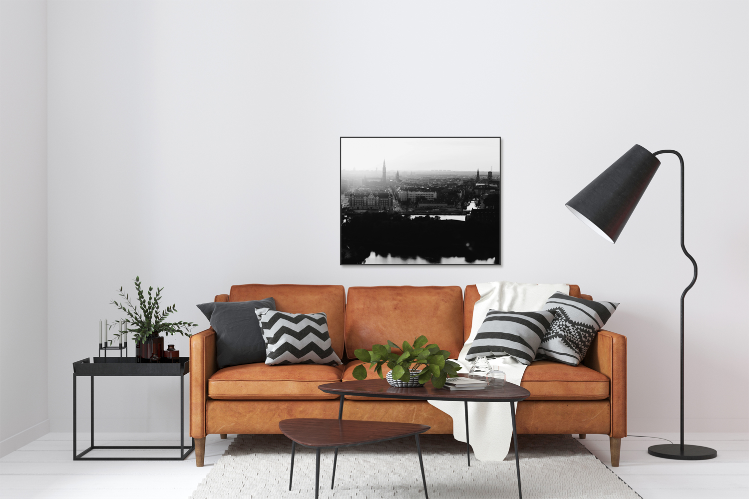 copenhagen city skyline in black and white | printable wall art via Finding Beautiful Truth
