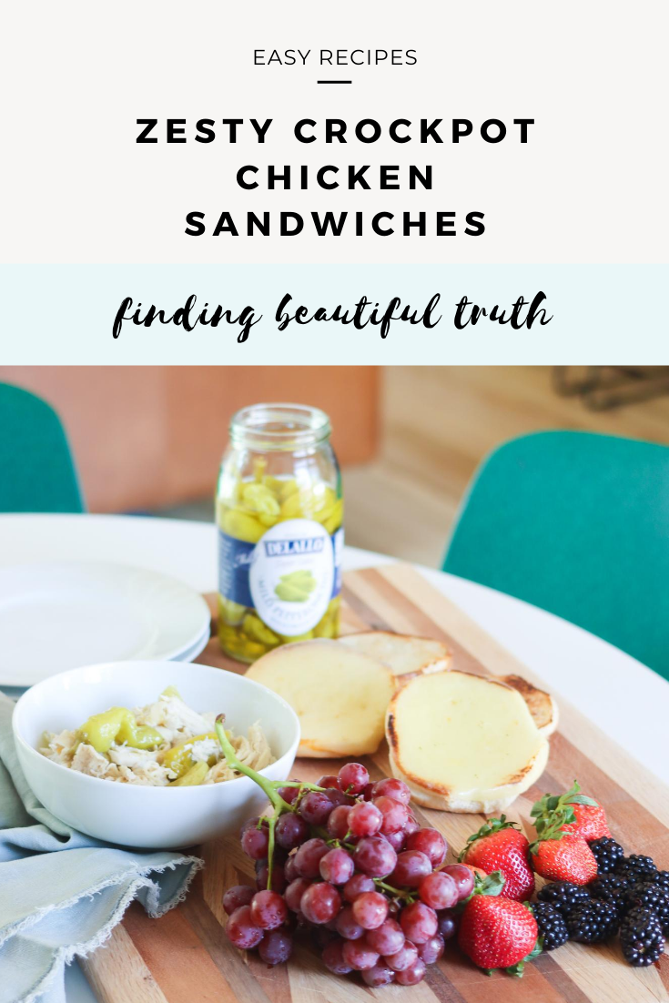 zesty crockpot chicken sandwiches | easy recipe via Finding Beautiful Truth