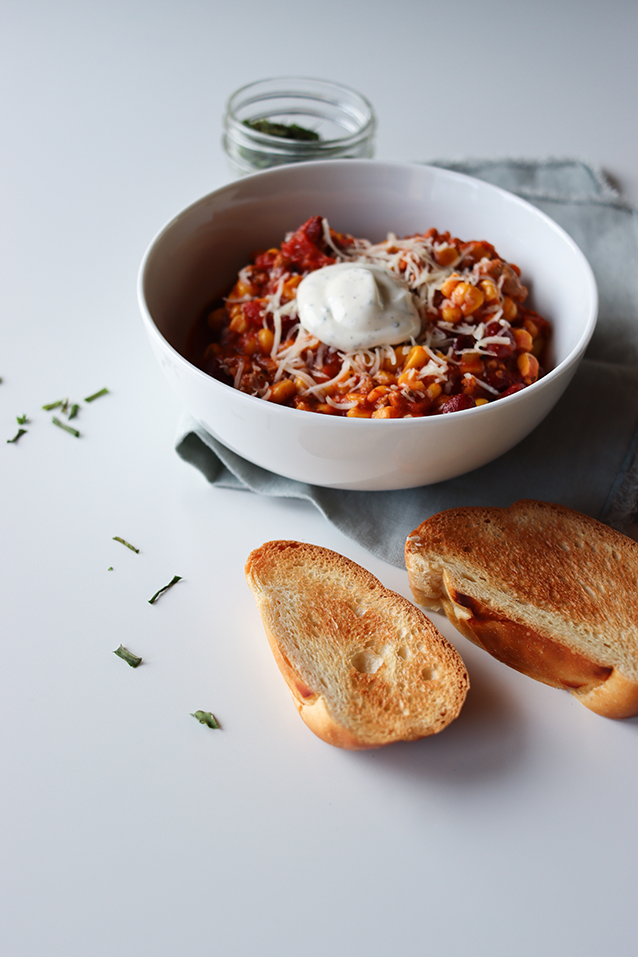 corn chili recipe + homemade ranch sour cream | Finding Beautiful Truth