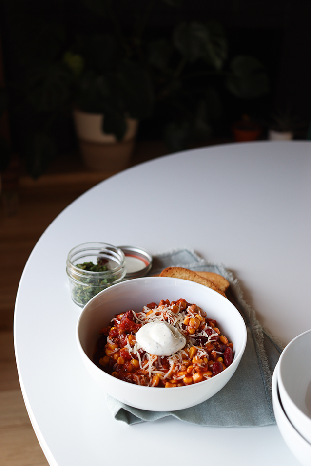 corn chili recipe + homemade ranch sour cream | Finding Beautiful Truth